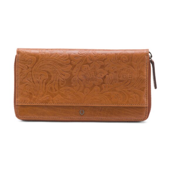 WILD WEST Leather Large Zip Round Wallet - Picture 1 of 4